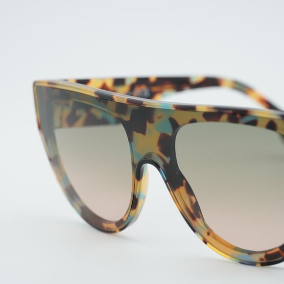 Fendi FE40150I 56P Sunglasses Shiny Havana Shield Frame, Green Gradient Lenses